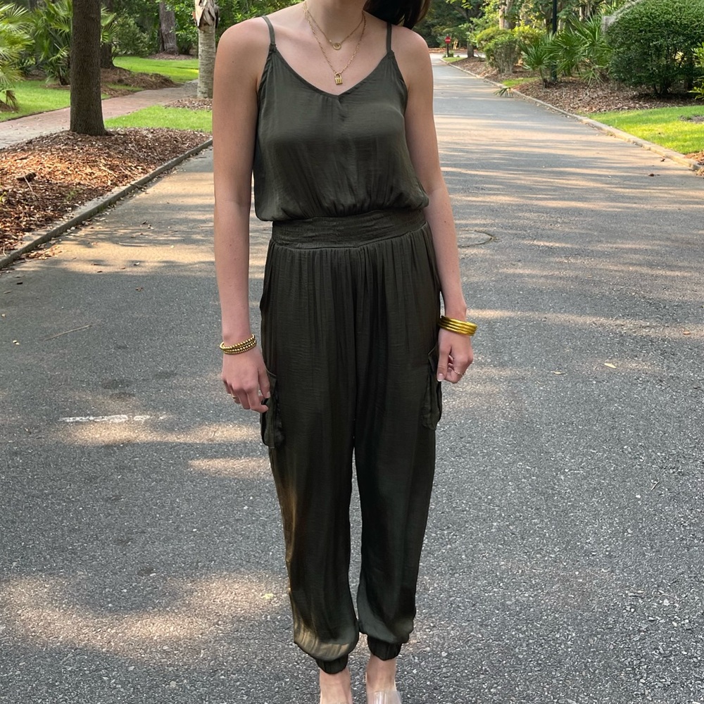 Green Jumpsuit with Cargo like Pockets